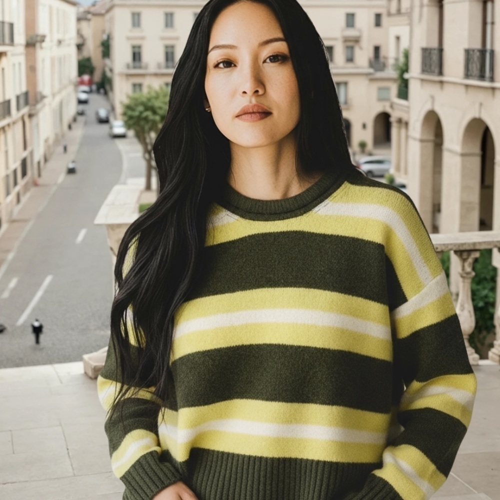 Madewell striped Fulton pullover sweater s